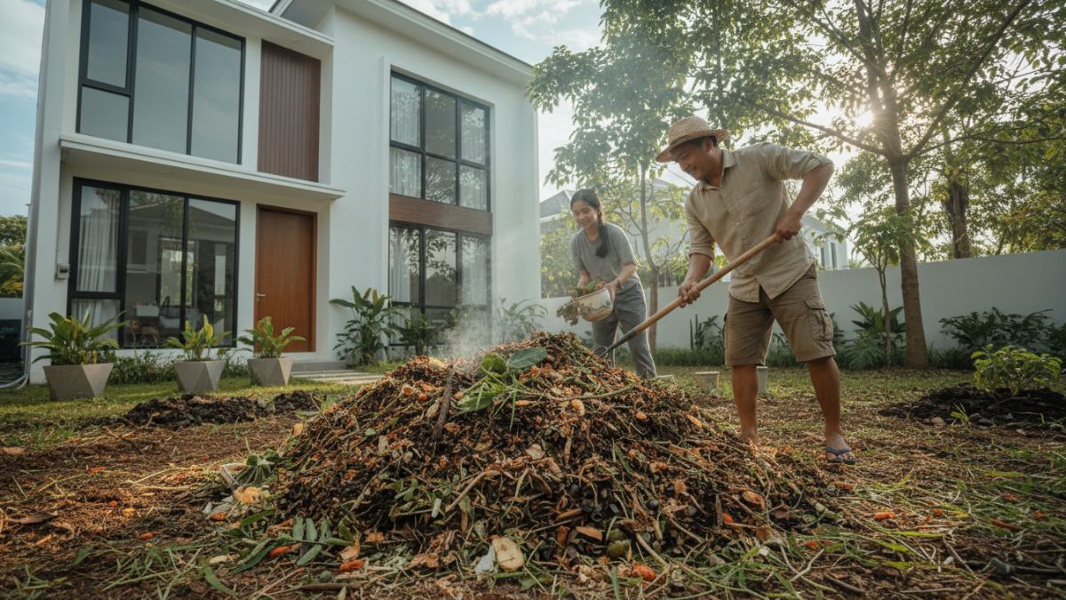 Campuran bahan organik yang sudah dicincang untuk dekomposisi optimal.