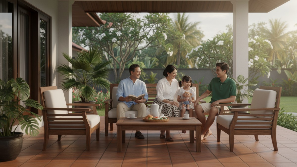 Tata letak furnitur teras yang proporsional dan lapang