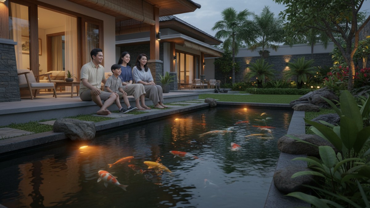 Lampu waterproof dengan warna hangat aman buat ikan dan halaman.