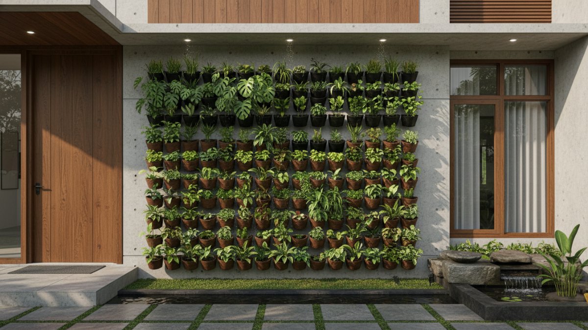 Sistem pot bertingkat dan kantong tanam untuk kebun vertikal pemula