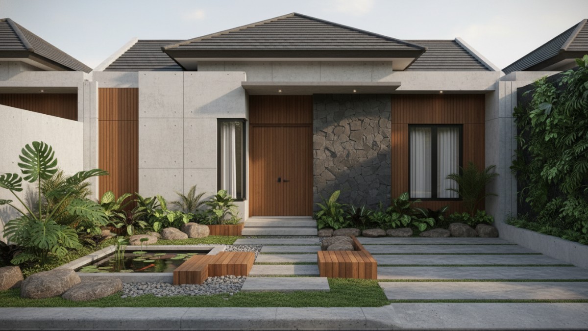 Perpaduan tanaman dan material keras taman rumah tampil rapi dan fungsional, wajib baca panduannya Cess
