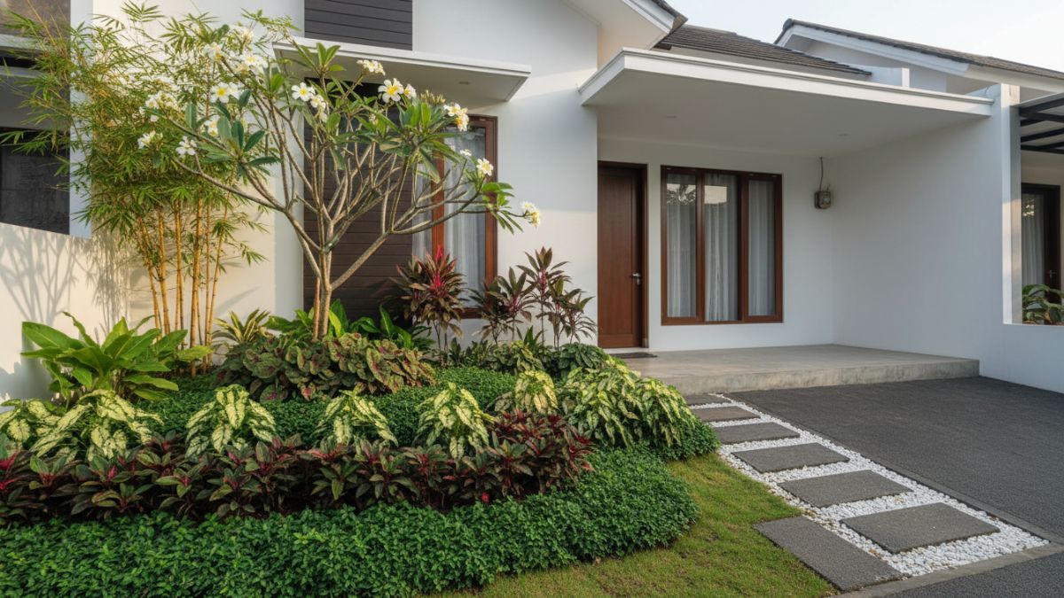 Komposisi lapisan tinggi tanaman dari groundcover sampai tanaman aksen