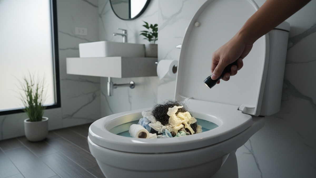 Contoh material penyebab WC mampet seperti tisu dan benda tidak larut.