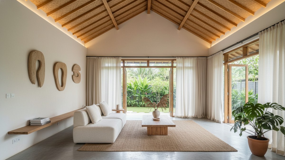 Interior rumah tanpa barang berlebih menciptakan kesan luas.