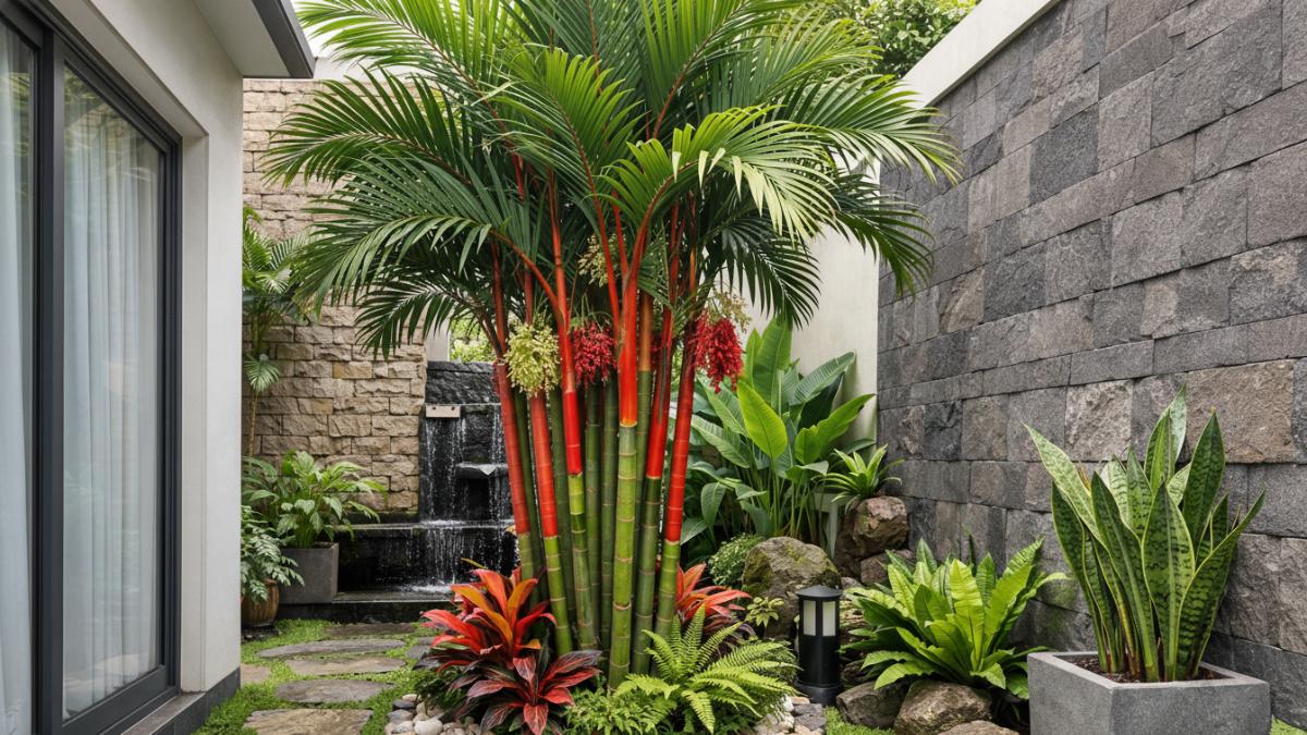 Pohon palem merah.