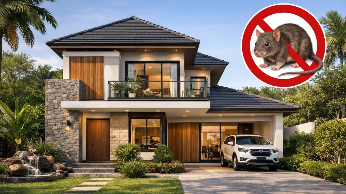 Ilustrasi rumah bebas tikus di lingkungan hunian modern.