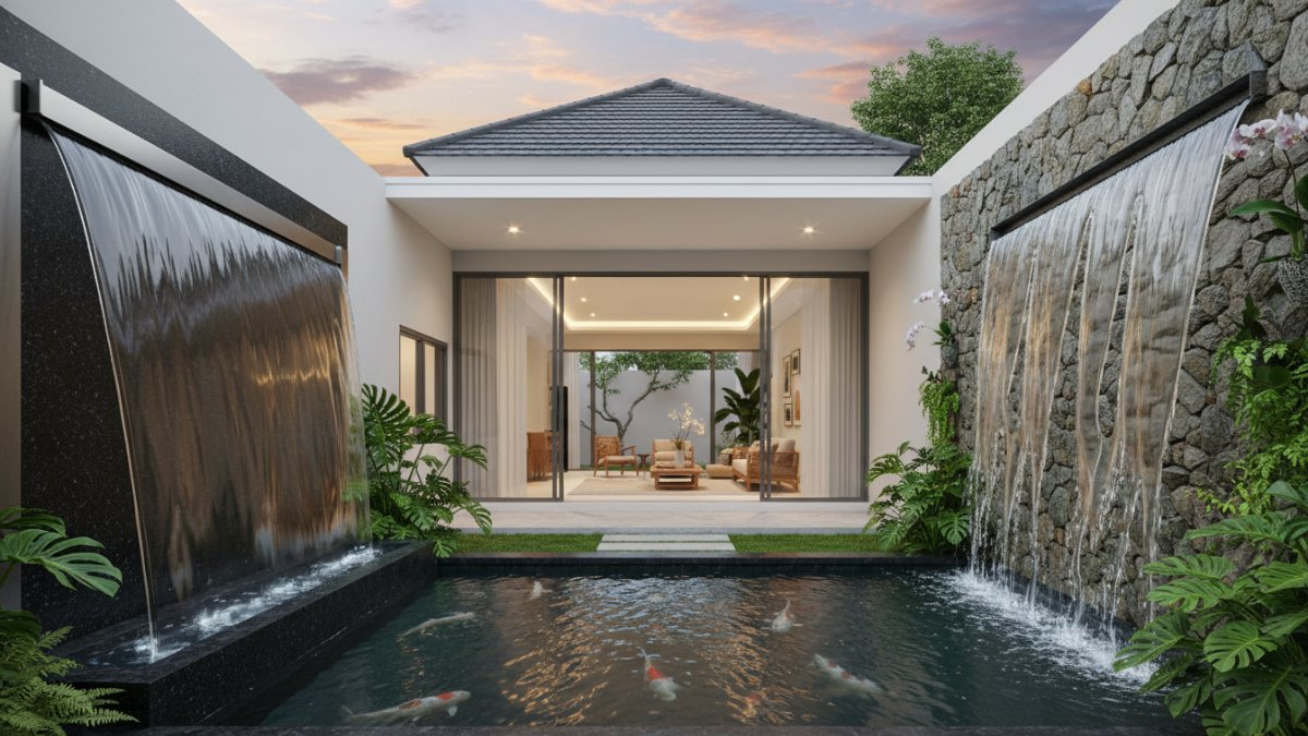 Perbandingan aliran sheet flow dan textured cascade pada panel berbeda.