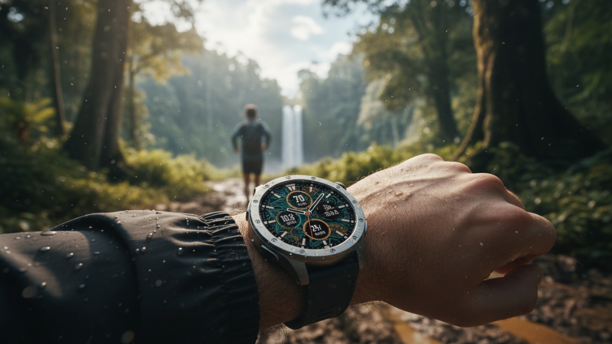 Smartwatch tahan keringat dan debu digunakan pada aktivitas luar ruang.