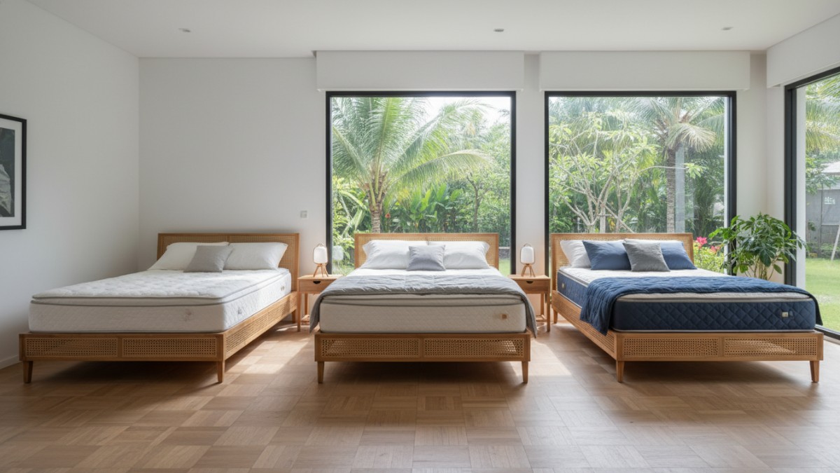 Ukuran standar spring bed single queen king di ruang kamar Cess