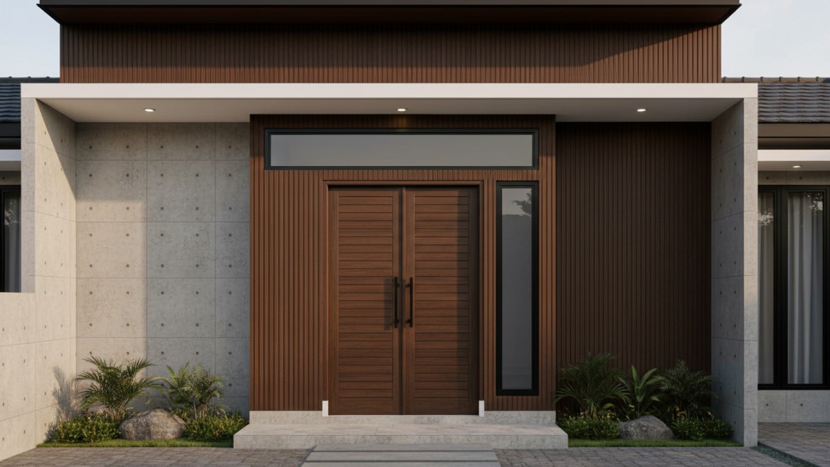 Perbandingan proporsi pintu ganda dengan lebar fasad rumah