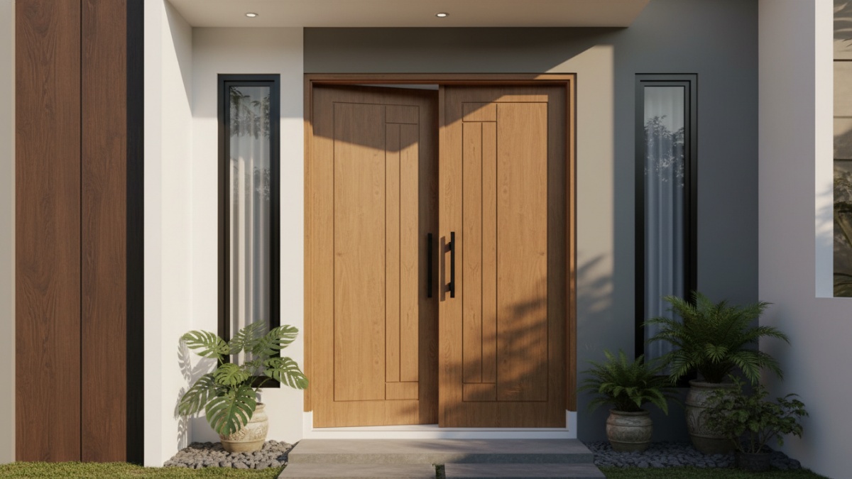 Skema daun pintu aktif dan pasif dengan flush bolt
