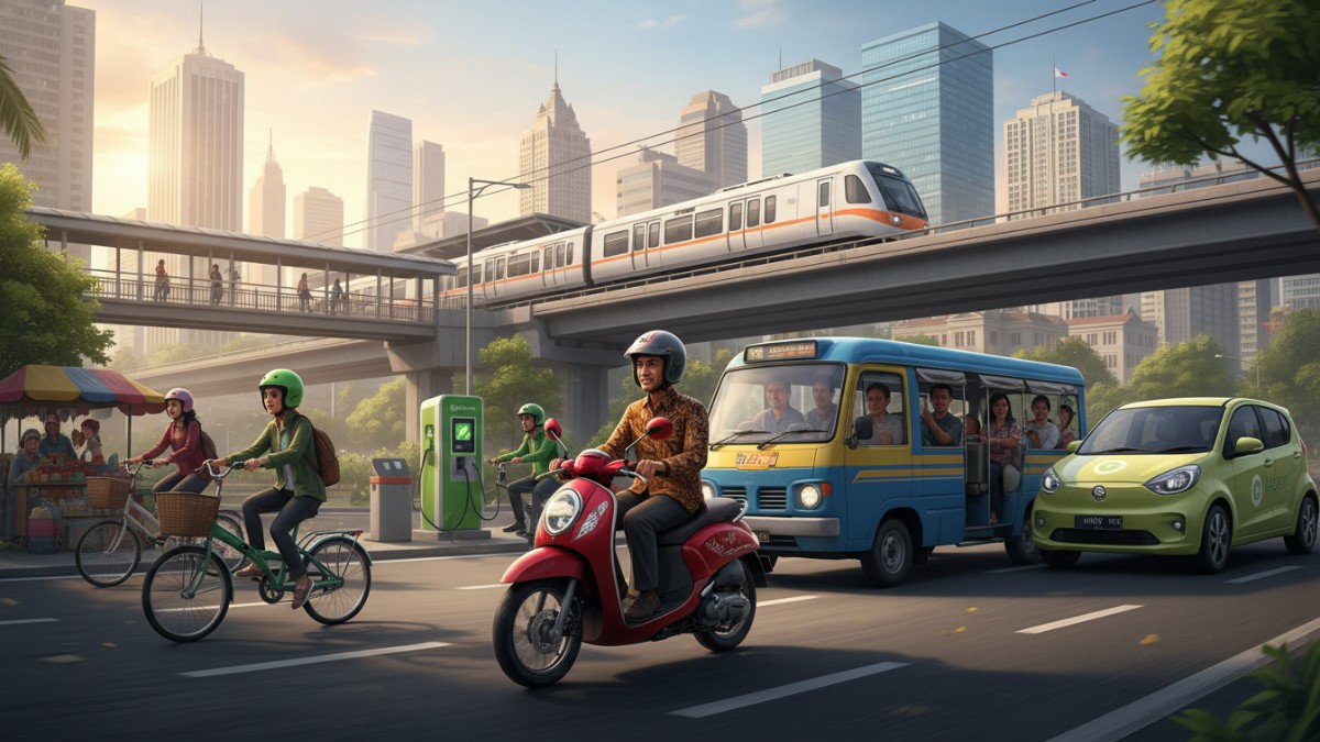 Ilustrasi berbagai jenis kendaraan sesuai kebutuhan perjalanan harian.