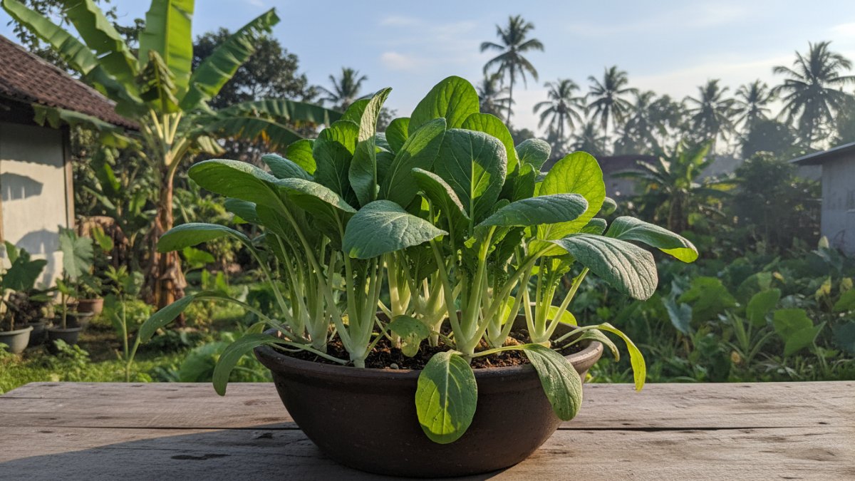 Tanaman sawi mendapat sinar matahari pagi selama 4&ndash;6 jam.