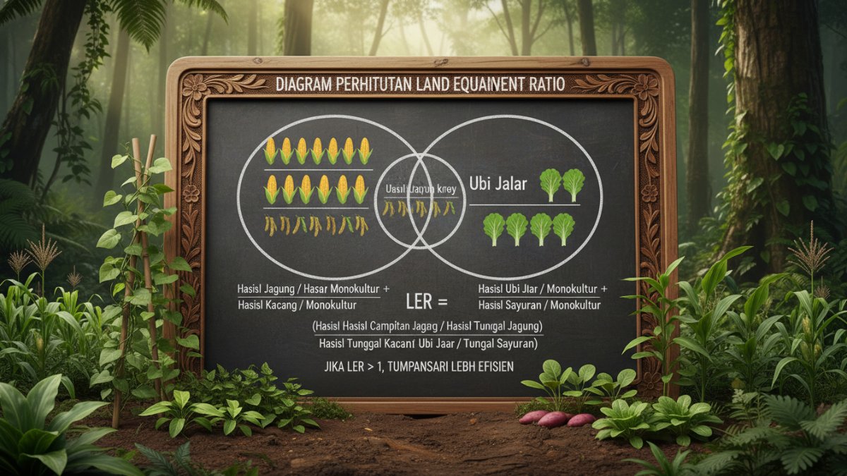 Diagram sederhana perhitungan Land Equivalent Ratio pada sistem tumpangsari.