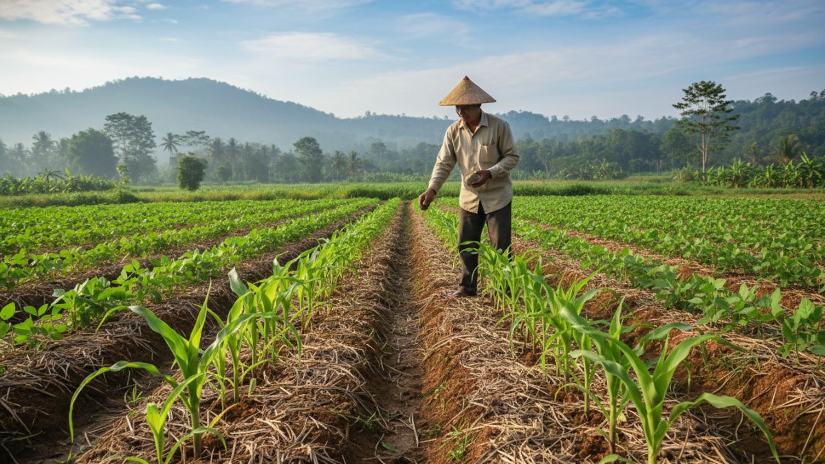 pengelolaan pupuk dan jarak tanam pada lahan tumpangsari.