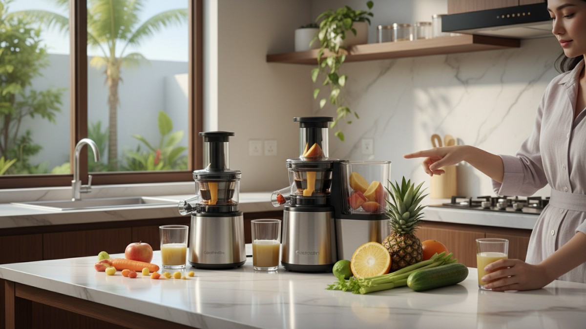 Ilustrasi ukuran corong bahan slow juicer
