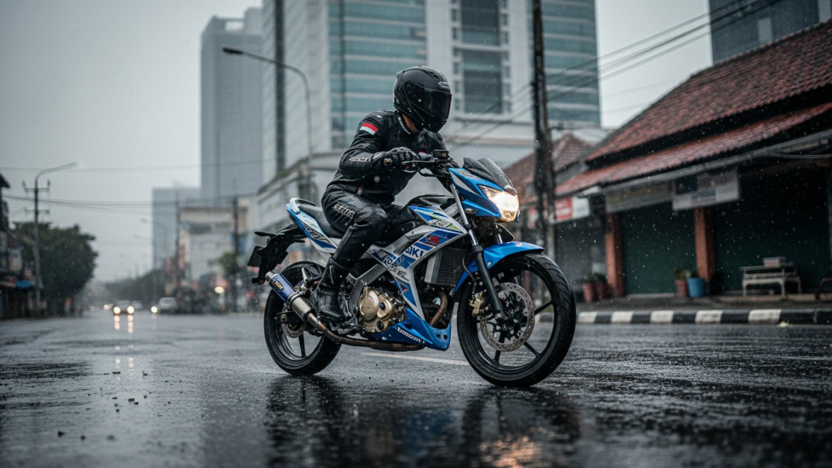 Jalan licin kota sebagai tantangan berkendara.