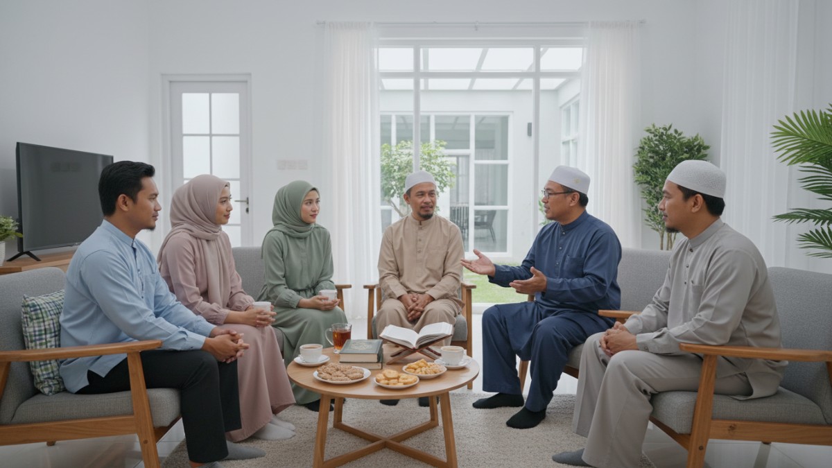 Ilustrasi umat Islam berdiskusi damai menyikapi perbedaan awal puasa Ramadan.