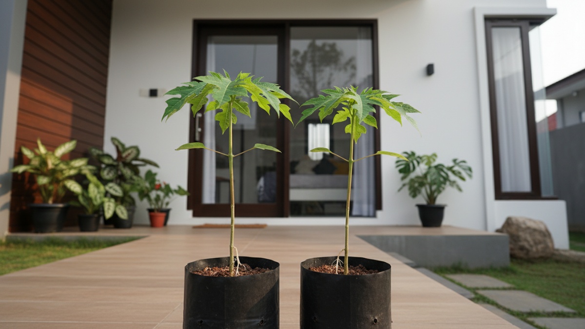 Bibit pepaya California sehat siap pindah tanam
