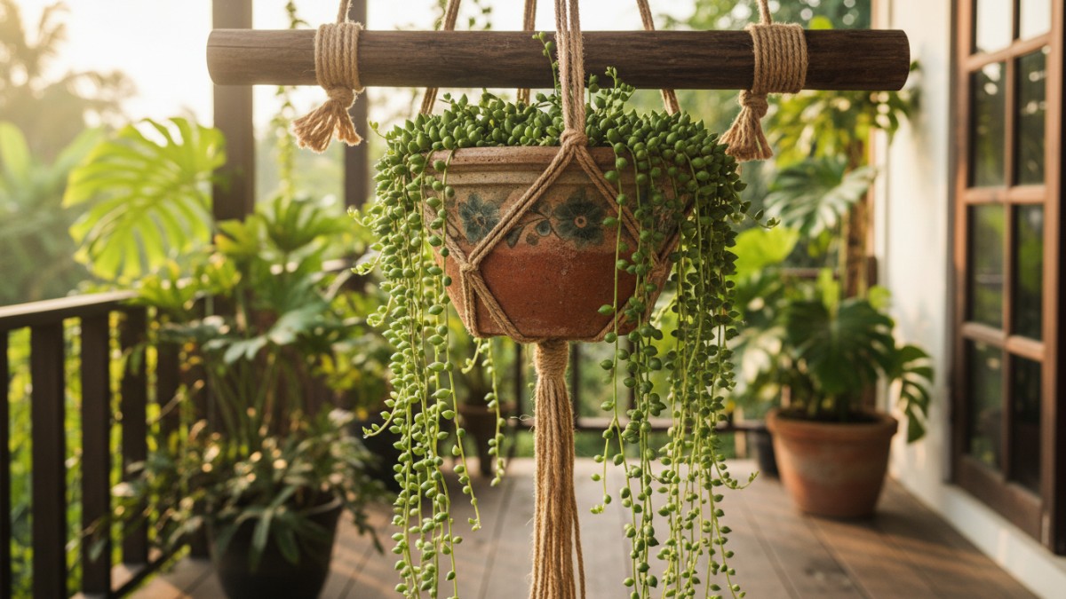 ukuran pot gantung untuk sukulen tasbih dewasa.