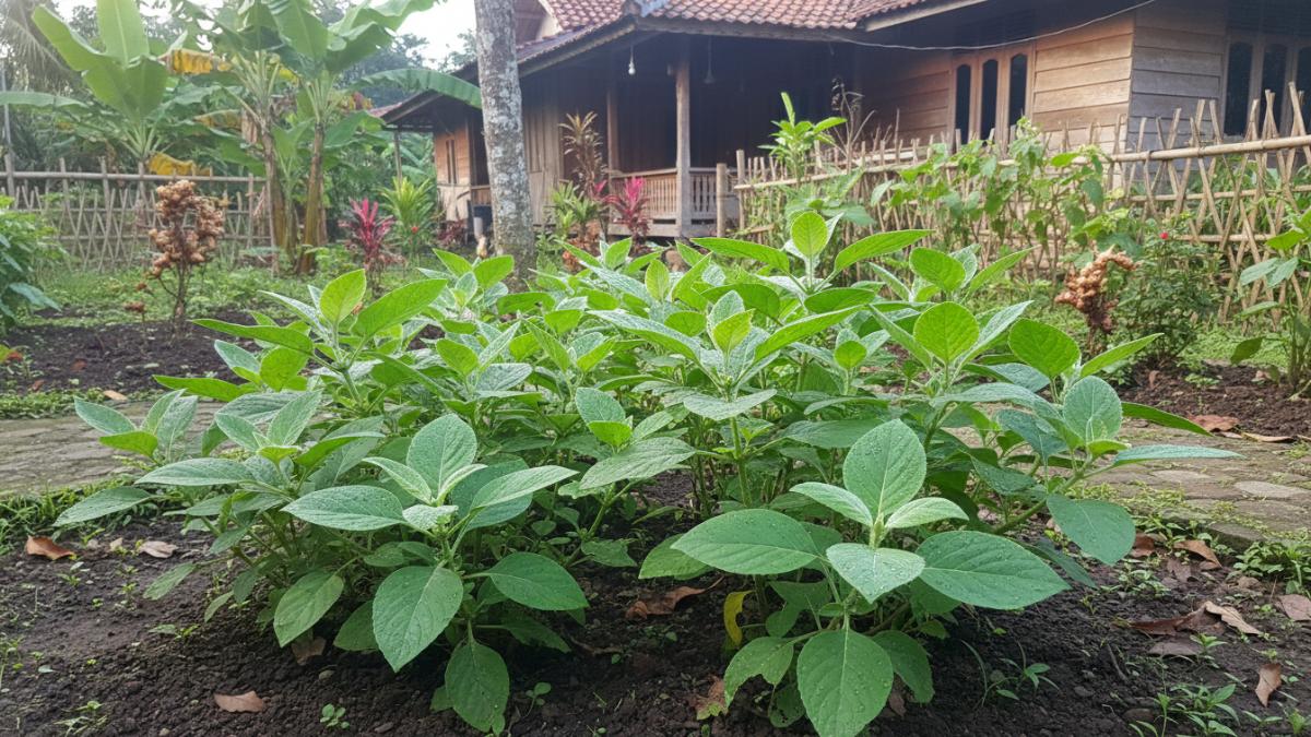 Tanaman sembung legi segar di pekarangan rumah Balikpapan, siap dimanfaatkan sebagai herbal alami.