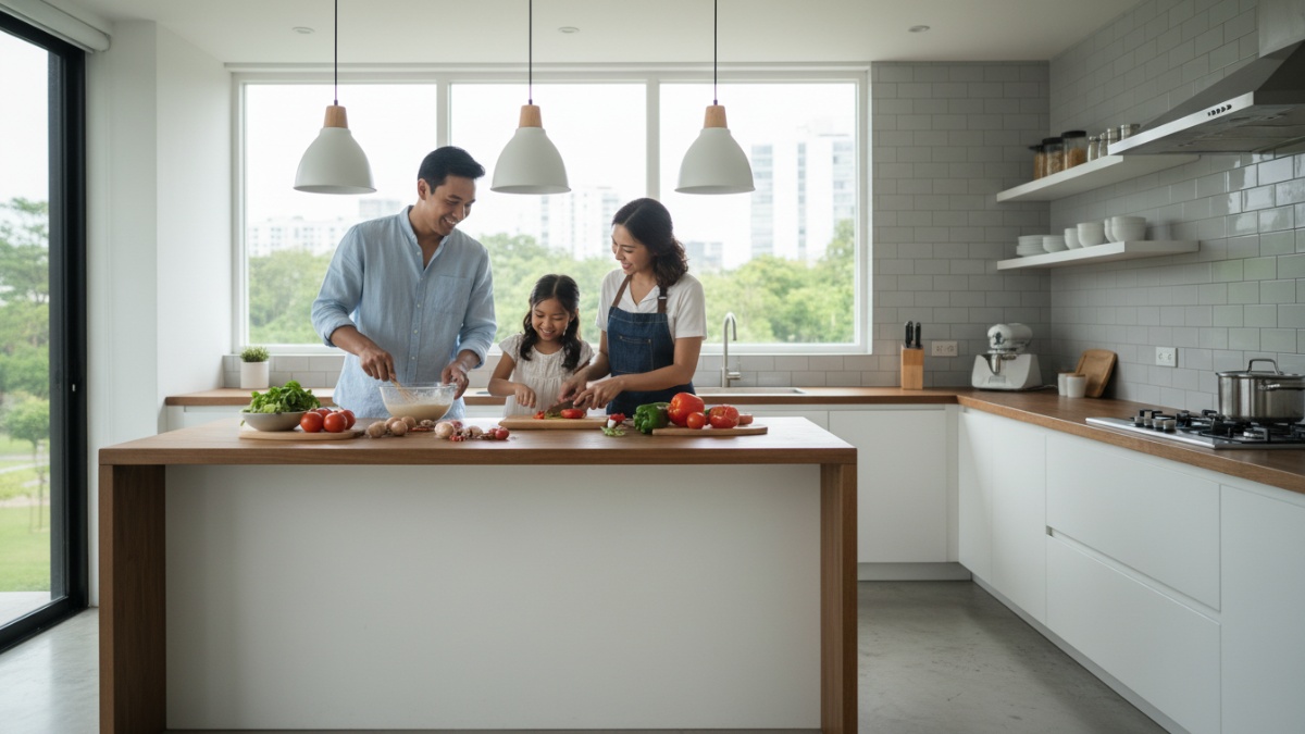 Aktivitas memasak bersama orang tua dan anak. 