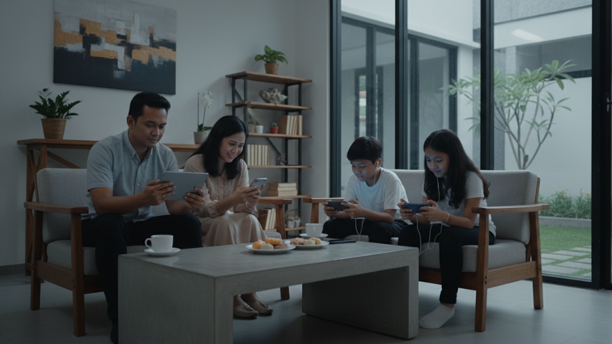 Ilustrasi gangguan gadget saat waktu bersama. 