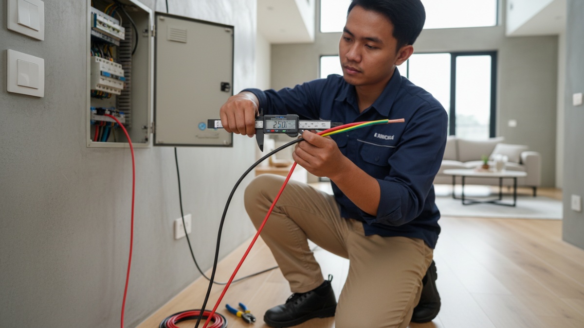 Detail ukuran kabel listrik 2,5 mm&sup2; untuk instalasi rumah. 