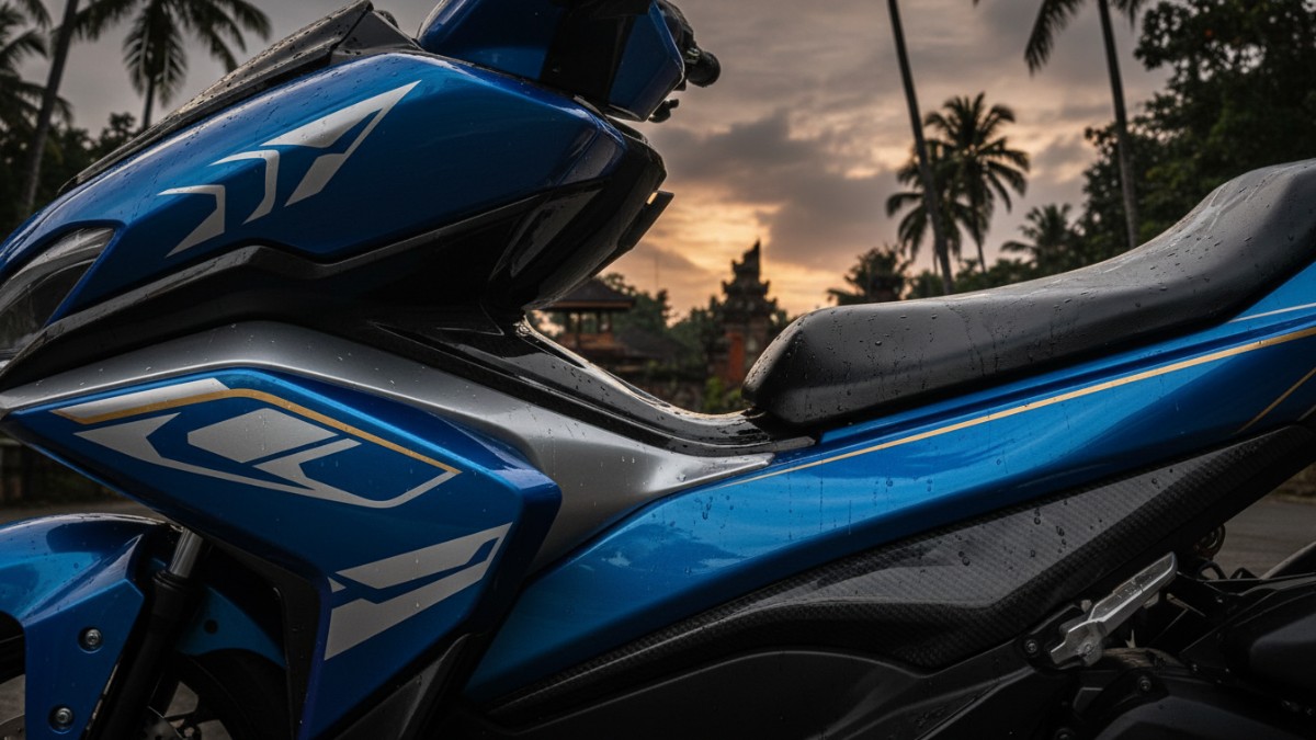 Panel bodi sporty Aerox Alpha 2026 dengan finishing premium.