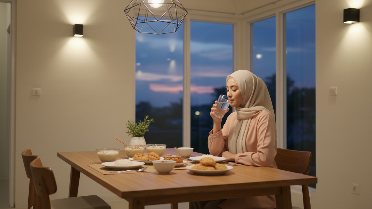 Minum dua gelas saat sahur sebelum imsak
