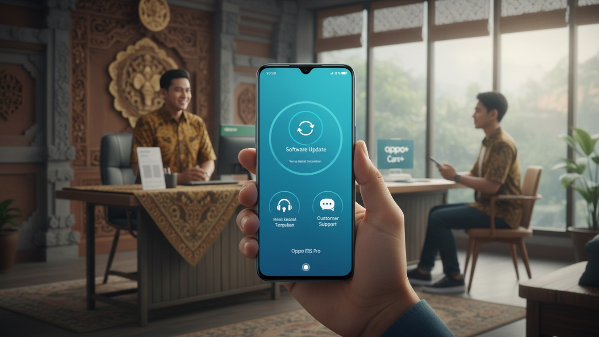 Ilustrasi update software dan dukungan layanan purna jual Oppo F25 Pro.