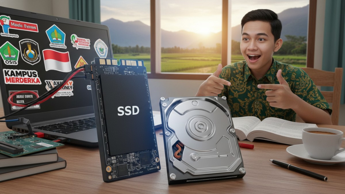 Perbandingan SSD dan HDD pada laptop pelajar untuk performa lebih cepat.