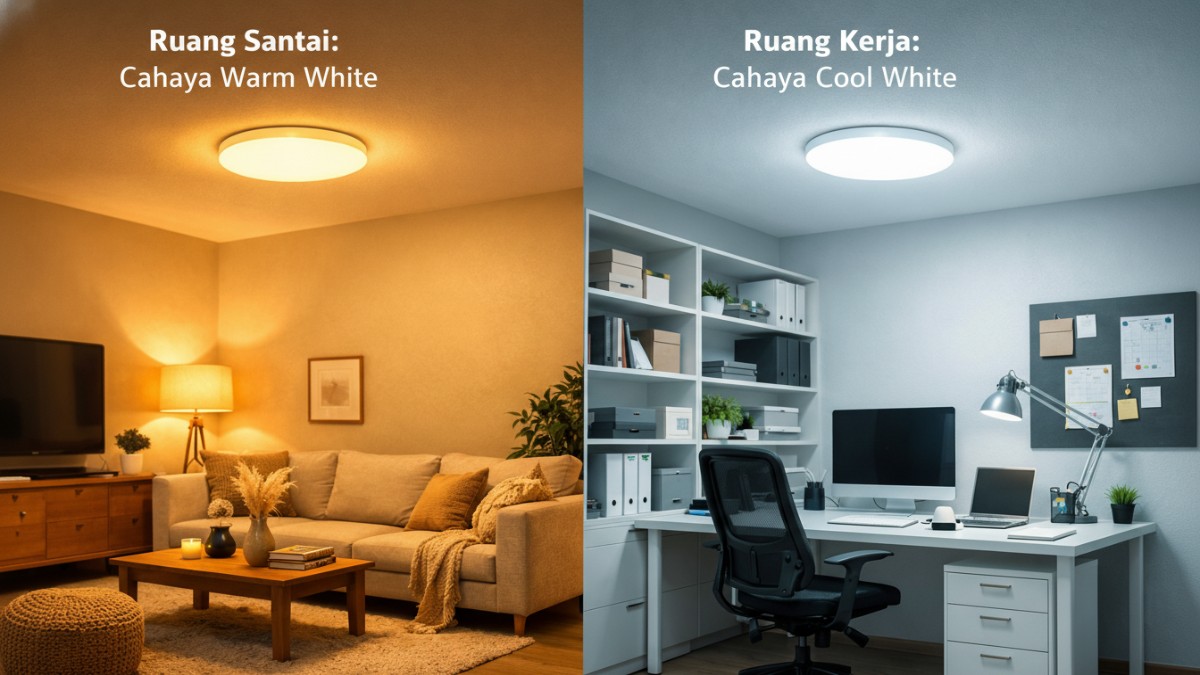 Perbandingan warna cahaya warm dan cool.