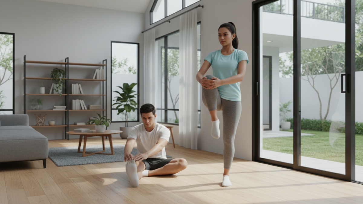 Atlet melakukan stretching statis terlalu lama sebelum sprint sebagai contoh kesalahan umum.