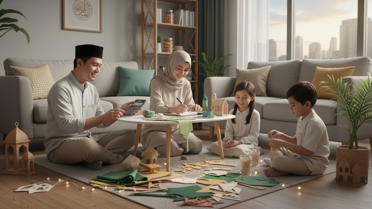 penghitungan biaya bahan dekorasi DIY Lebaran.