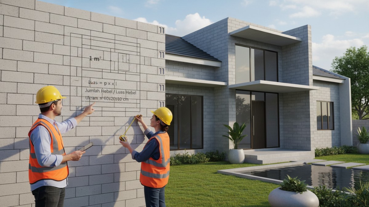 Skema perhitungan luas hebel per meter persegi. 