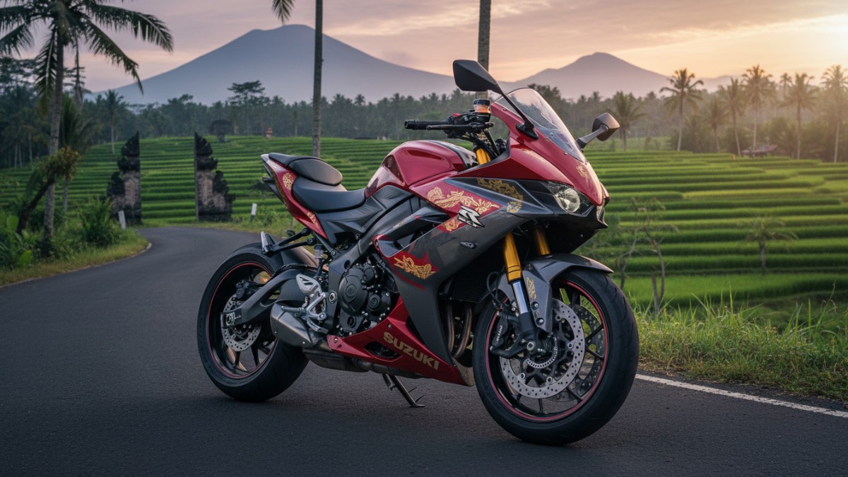 Suspensi depan inverted fork dan sistem pengereman ABS.