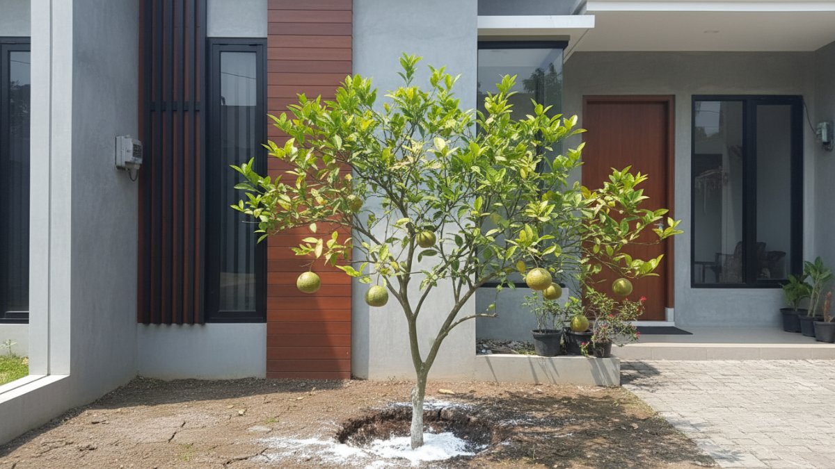 Proses penggalian lubang tanam ukuran standar 60x60 cm.
