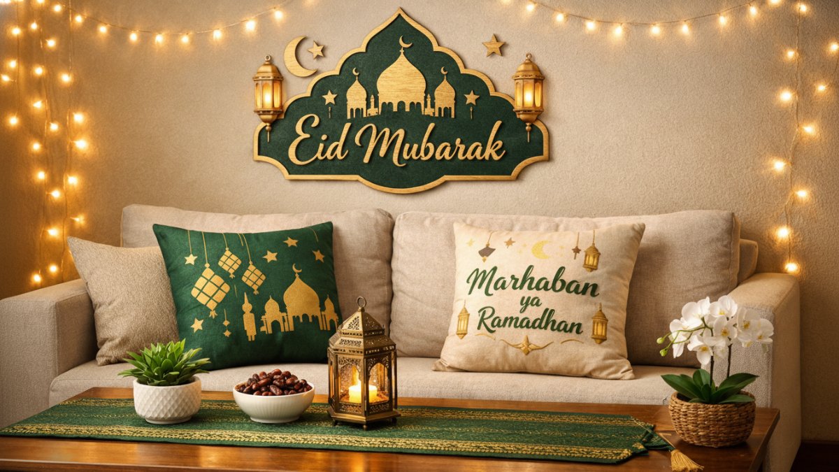 Contoh dekor rumah minimalis dengan suasana Lebaran.