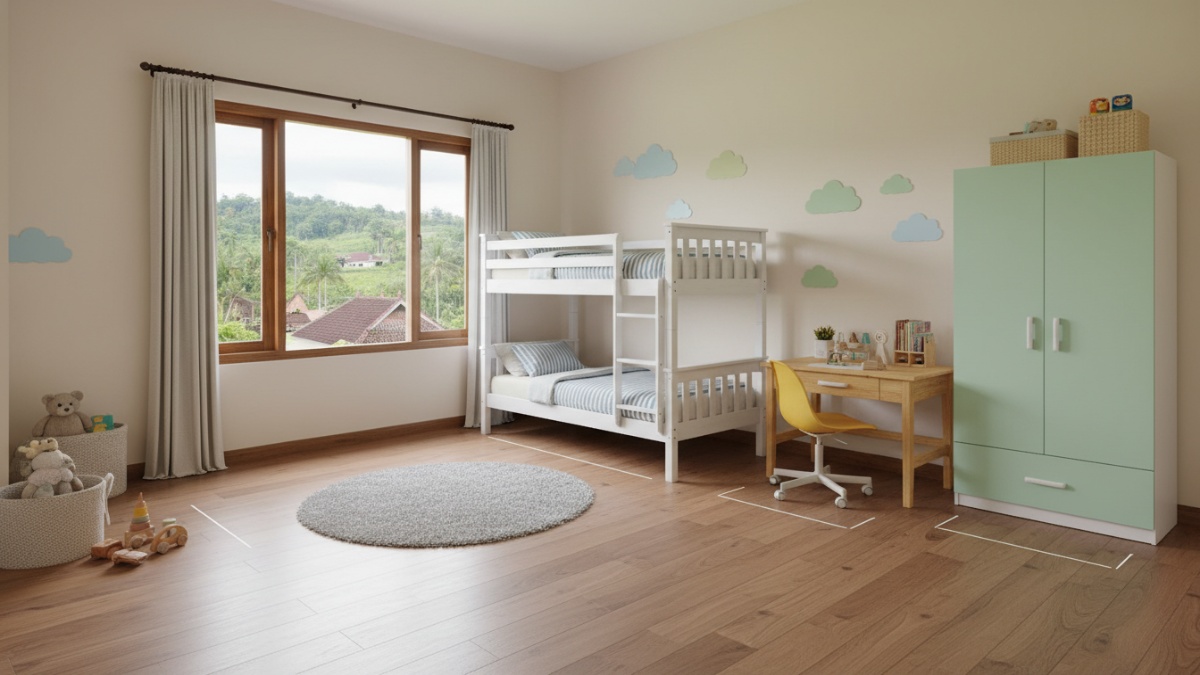 Ukuran jarak aman antar furnitur kamar anak 