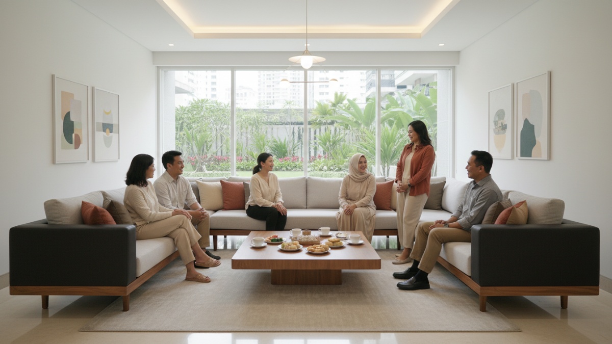 Penataan furnitur membentuk huruf U untuk silaturahmi. 