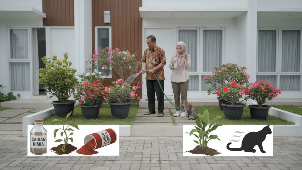 Sensor gerak air otomatis di halaman rumah.