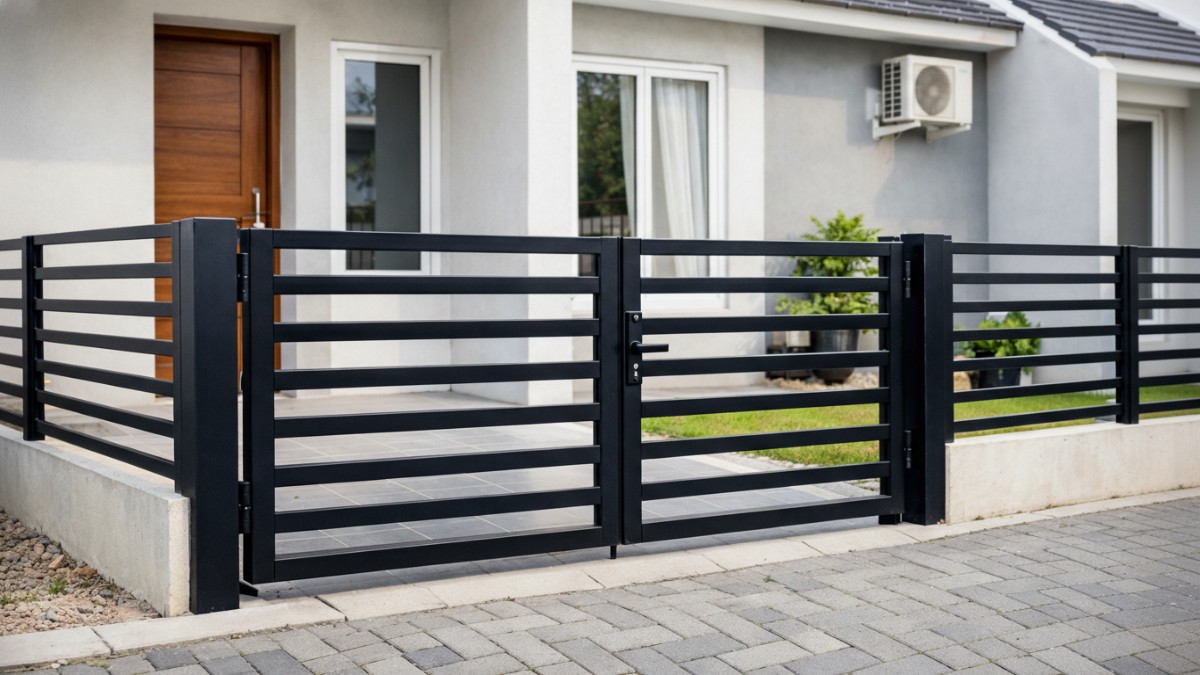 Pagar minimalis untuk rumah subsidi model besi hollow.