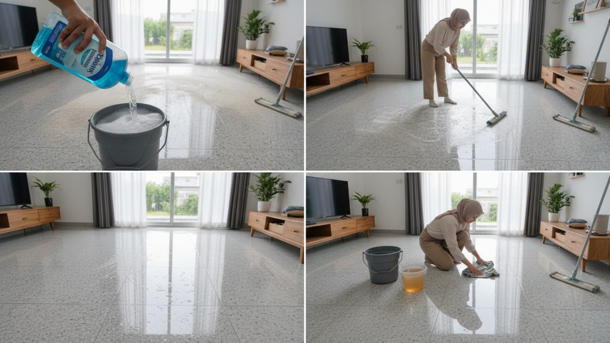 Contoh cairan pembersih pH netral untuk lantai granit.