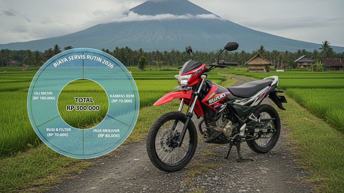  Suzuki Raider J CrossoverIlustrasi rincian biaya servis rutin motor 110 cc tahun 2026. 