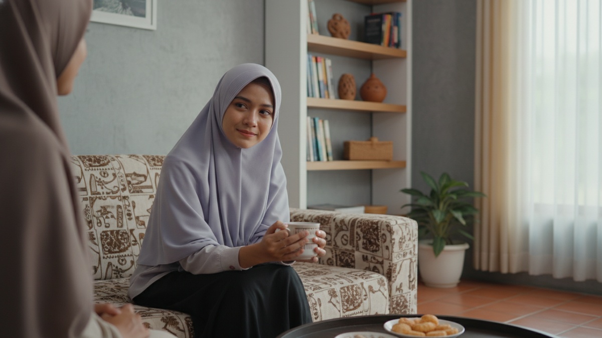 Ilustrasi Khaulah binti Tsa&rsquo;labah mengadukan masalah rumah tangga, terkait turunnya Surat Al-Mujadilah.