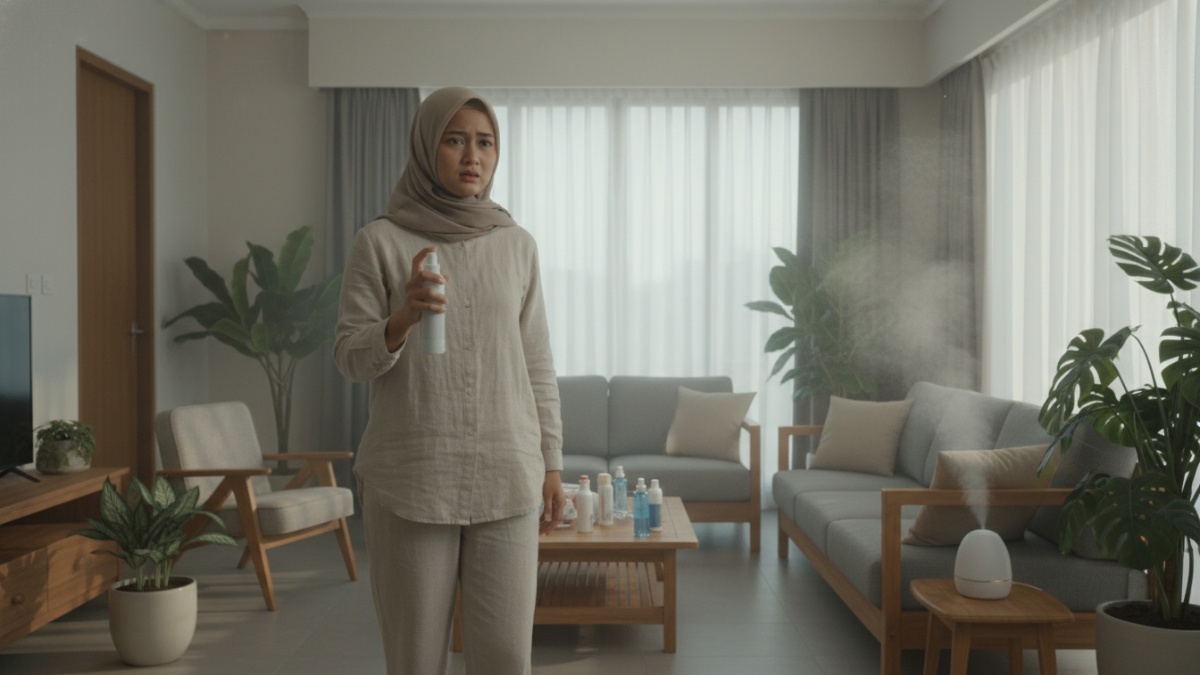 Kesalahan penggunaan pewangi ruangan yang membuat aroma rumah terasa berat. 