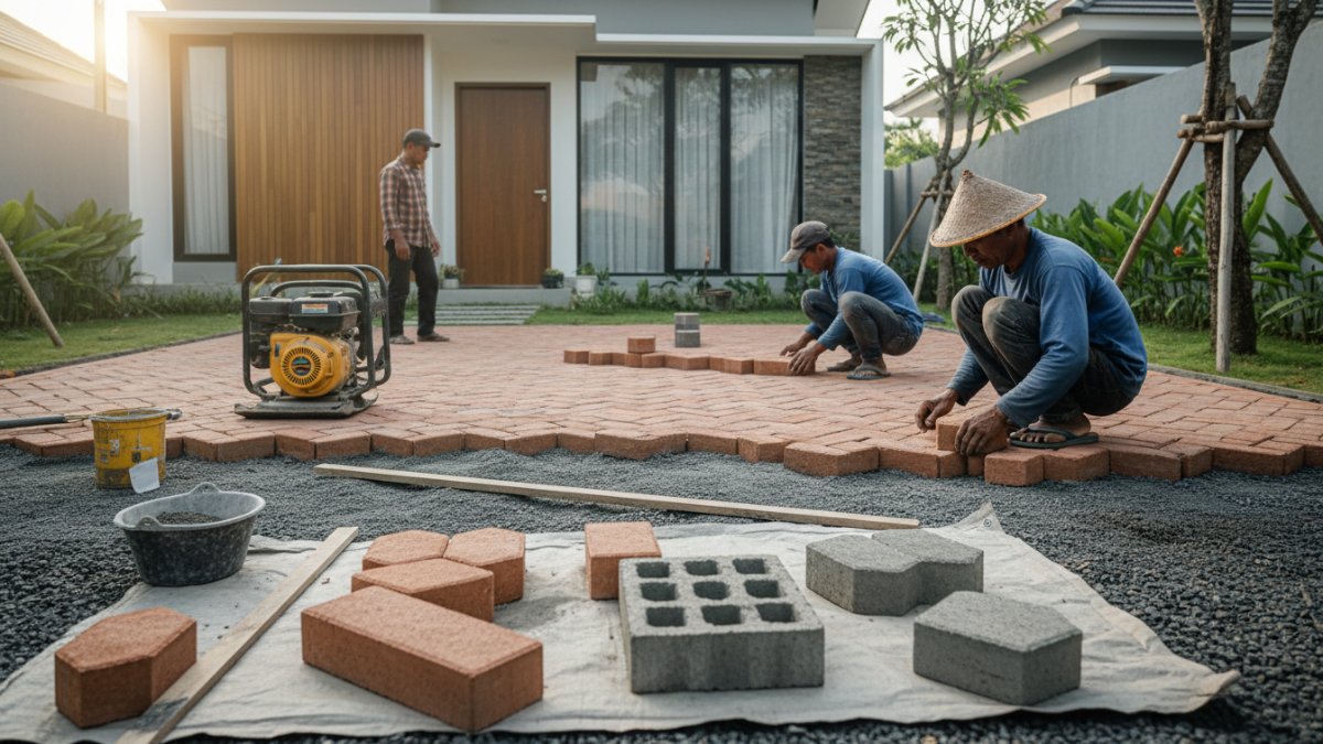 langkah memilih dan memasang paving block