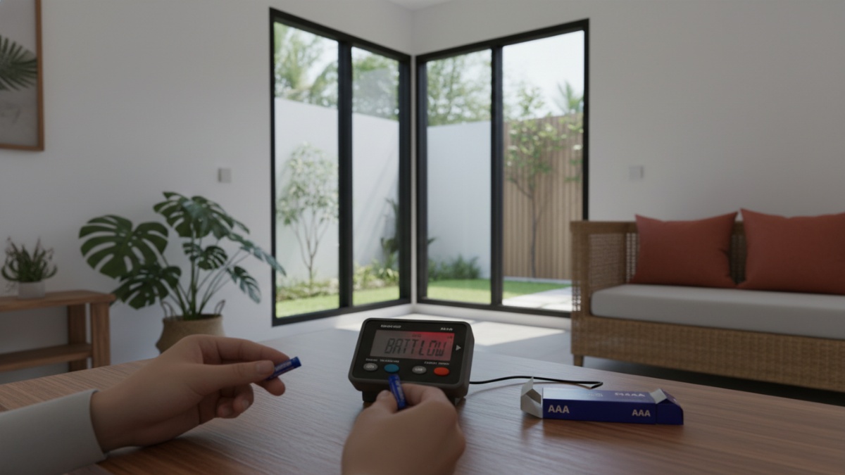 Penggantian baterai AAA pada timbangan digital rumah tangga