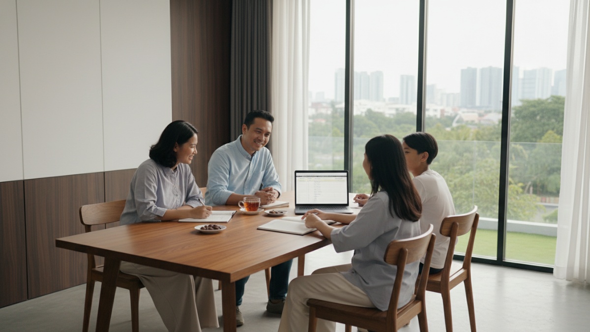 Keluarga membuat daftar anggaran belanja Ramadhan. 